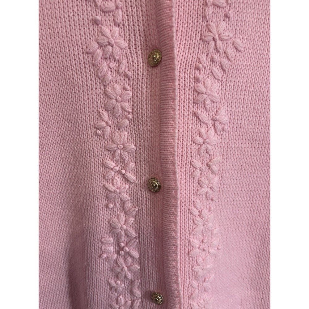 Essential Elements Pink Cardigan Sweater Med Petite Acrylic Button Grandmacore - Picture 6 of 6